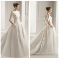 cinderella real sample train satin wedding dress with sleeves